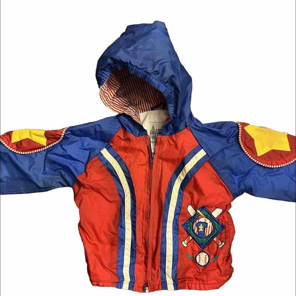 Vintage London Fog 2T Windbreaker Colorblock Jacket Baseball Stars Bat #4 Sport